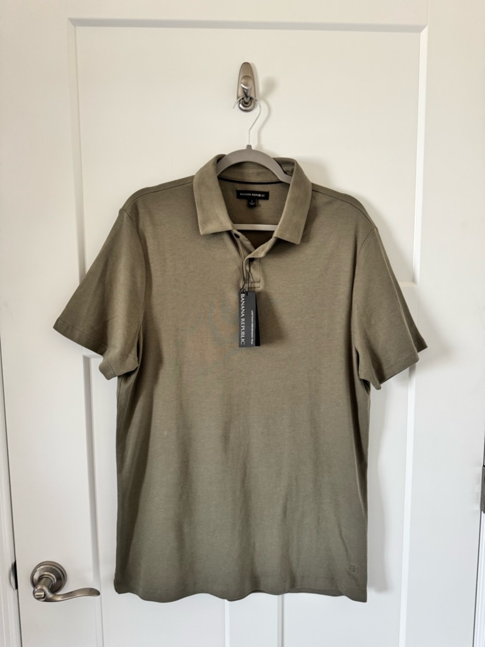 NWT Banana Republic Olive Green Luxe Touch Performance Polo Shirt Cotton Size L